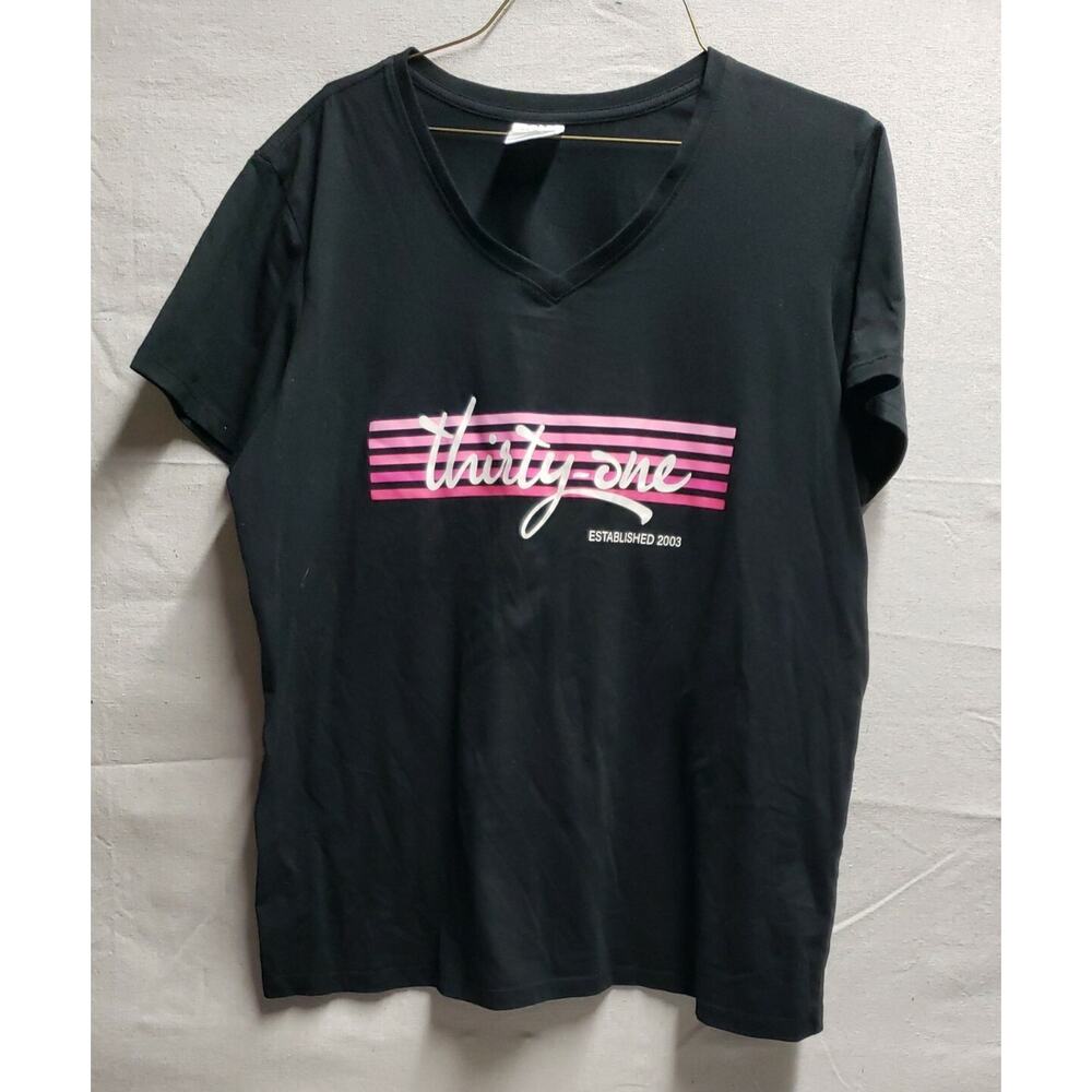 Thirty One Consultant Shirt Womens XL Black Short Sleeve V-Neck